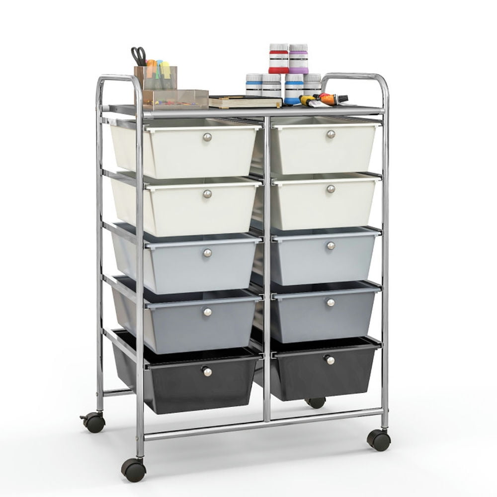 Finihen 10-Drawer Rolling Storage Cart Multi-Use Storage Bin Organizer Rolling with 4 Universal Casters, Gradient Gray Finihen 10-Drawer Rolling Storage Cart Multi-Use Storage Bin Organizer Rolling with 4 Universal Casters, Gradient Gray