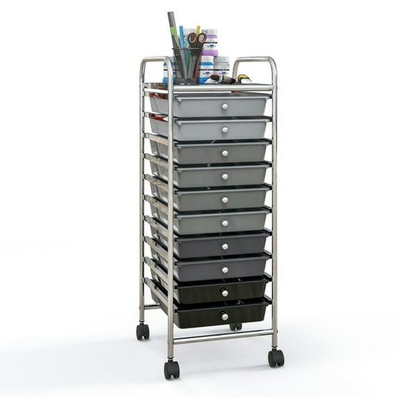 Demi Bonn 10 Drawer Rolling Storage Cart Organizer with 4 Universal Casters, Gradient Gray