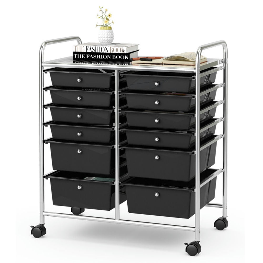 Finihen 12 Drawers Rolling Cart Storage Scrapbook Paper Organizer Bins with 4 Universal Casters, Black Finihen 12 Drawers Rolling Cart Storage Scrapbook Paper Organizer Bins with 4 Universal Casters, Black
