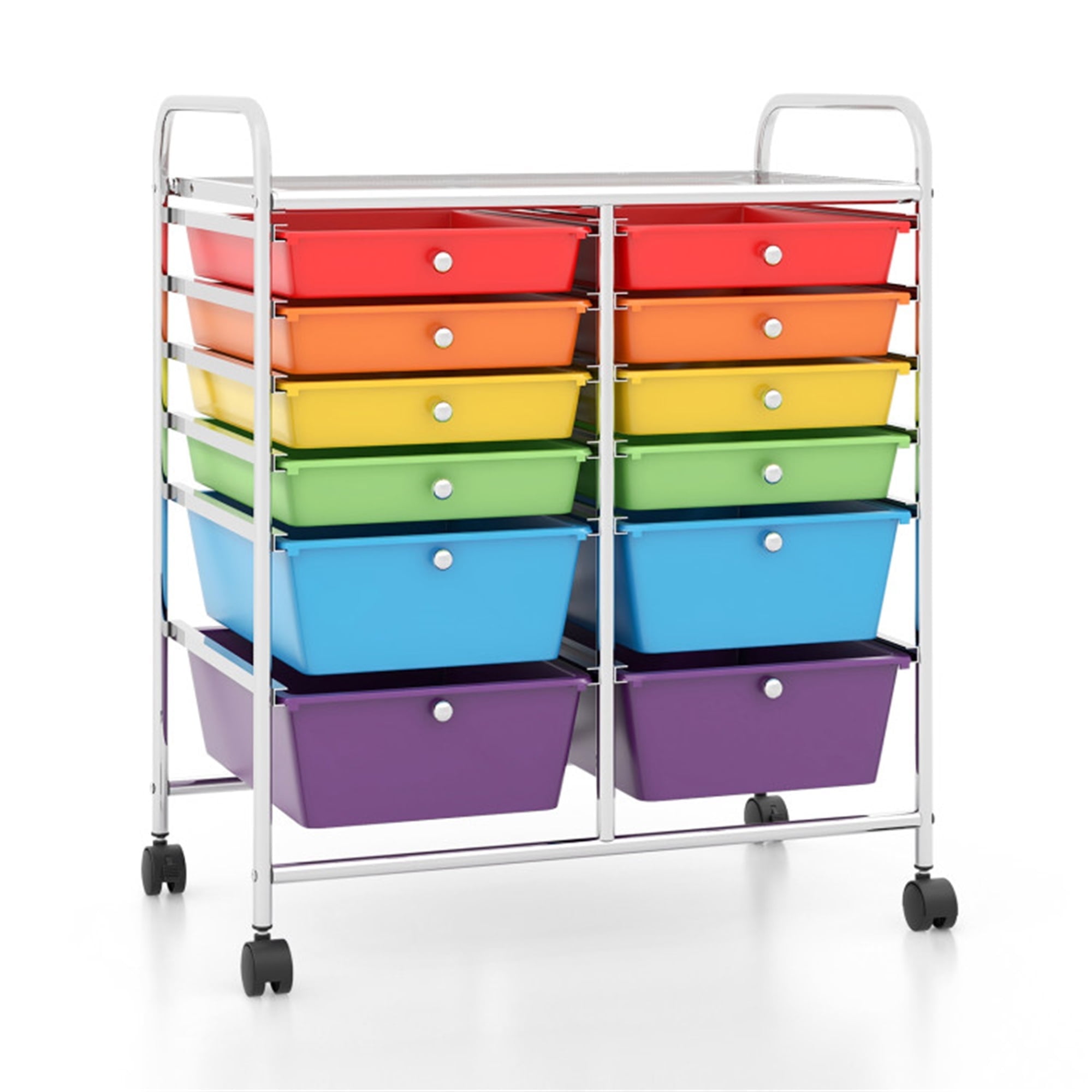 Demi Bonn 12 Drawers Rolling Cart Storage Scrapbook Paper Organizer Bins with 4 Universal Casters, Multicolor