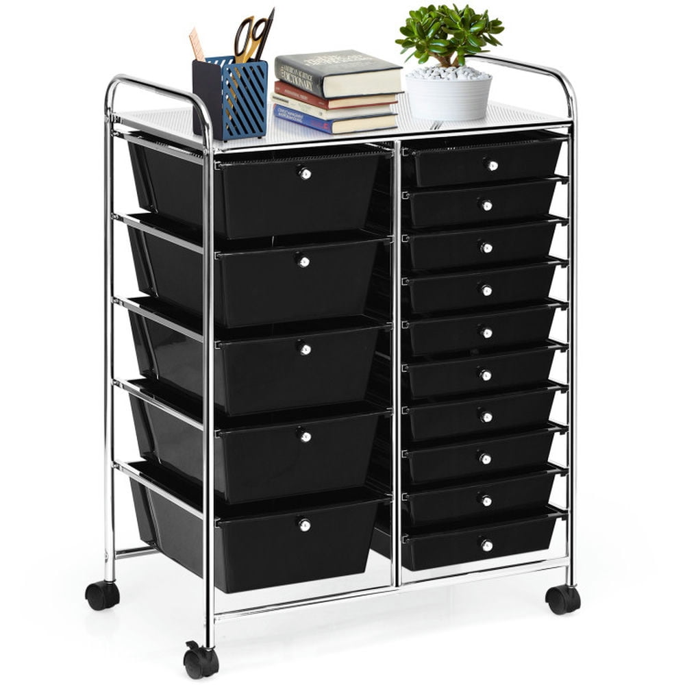 Finihen 15-Drawer Utility Rolling Organizer Cart Multi-Use Storage with 4 Universal Casters, Black Finihen 15-Drawer Utility Rolling Organizer Cart Multi-Use Storage with 4 Universal Casters, Black