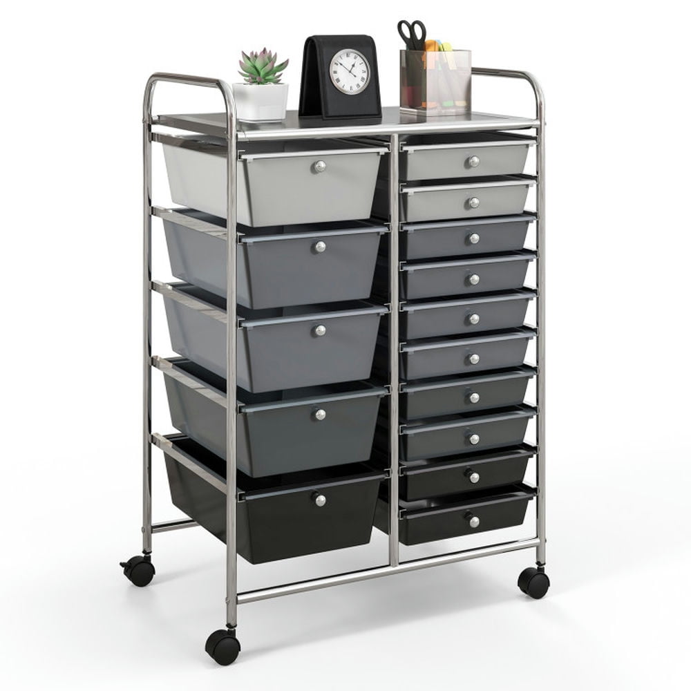 Finihen 15-Drawer Utility Rolling Organizer Cart Multi-Use Storage with 4 Universal Casters, Gradient Gray Finihen 15-Drawer Utility Rolling Organizer Cart Multi-Use Storage with 4 Universal Casters, Gradient Gray