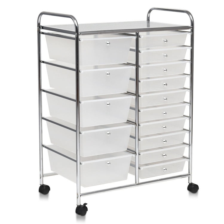 Finihen 15-Drawer Utility Rolling Organizer Cart Multi-Use Storage with 4 Universal Casters, Transparent Finihen 15-Drawer Utility Rolling Organizer Cart Multi-Use Storage with 4 Universal Casters, Transparent