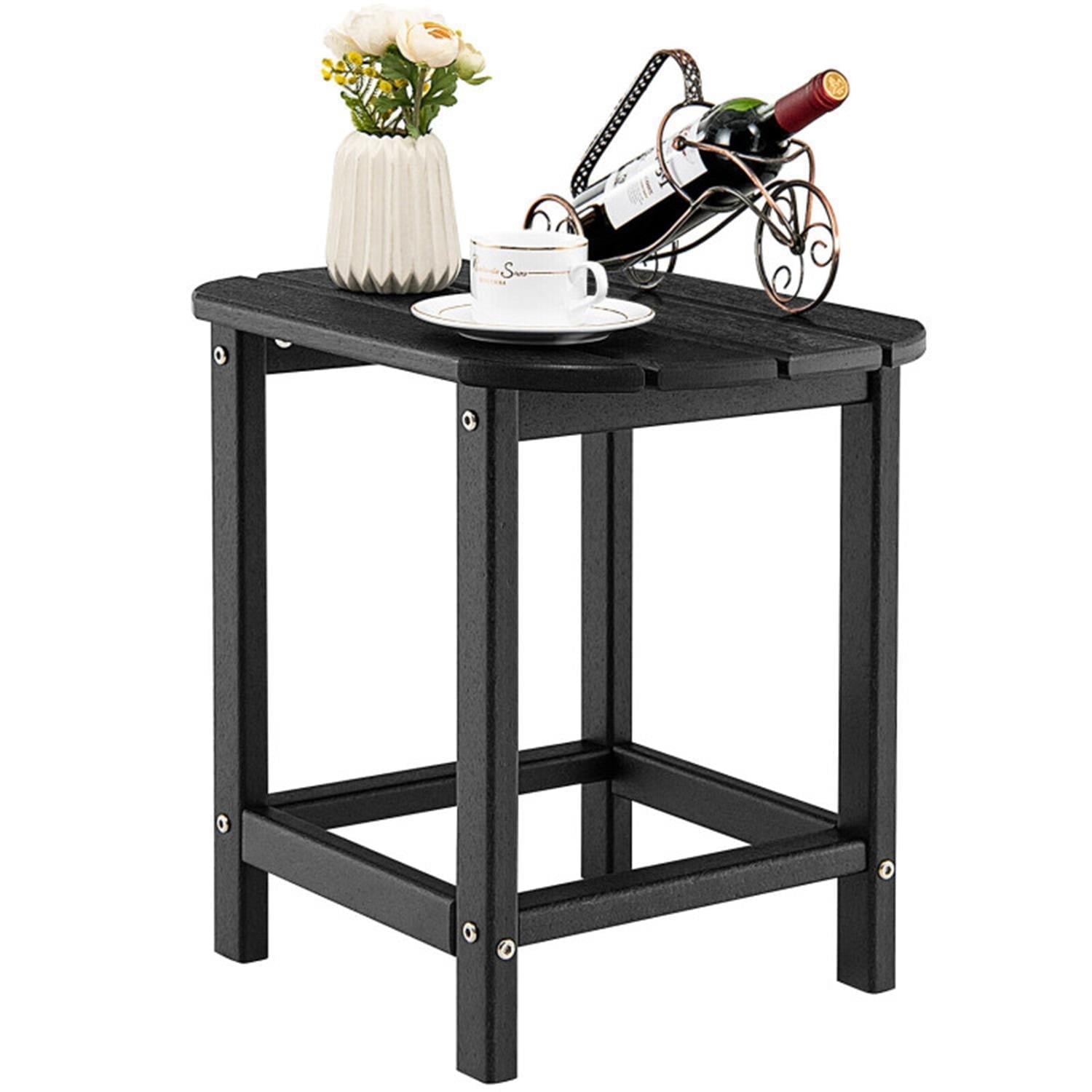 Demi Bonn 18" Weather Adirondack Resistant Outdoor Side Table for Garden Yard Patio, Small Outside End Tabledoor or Outdoor Use, Black