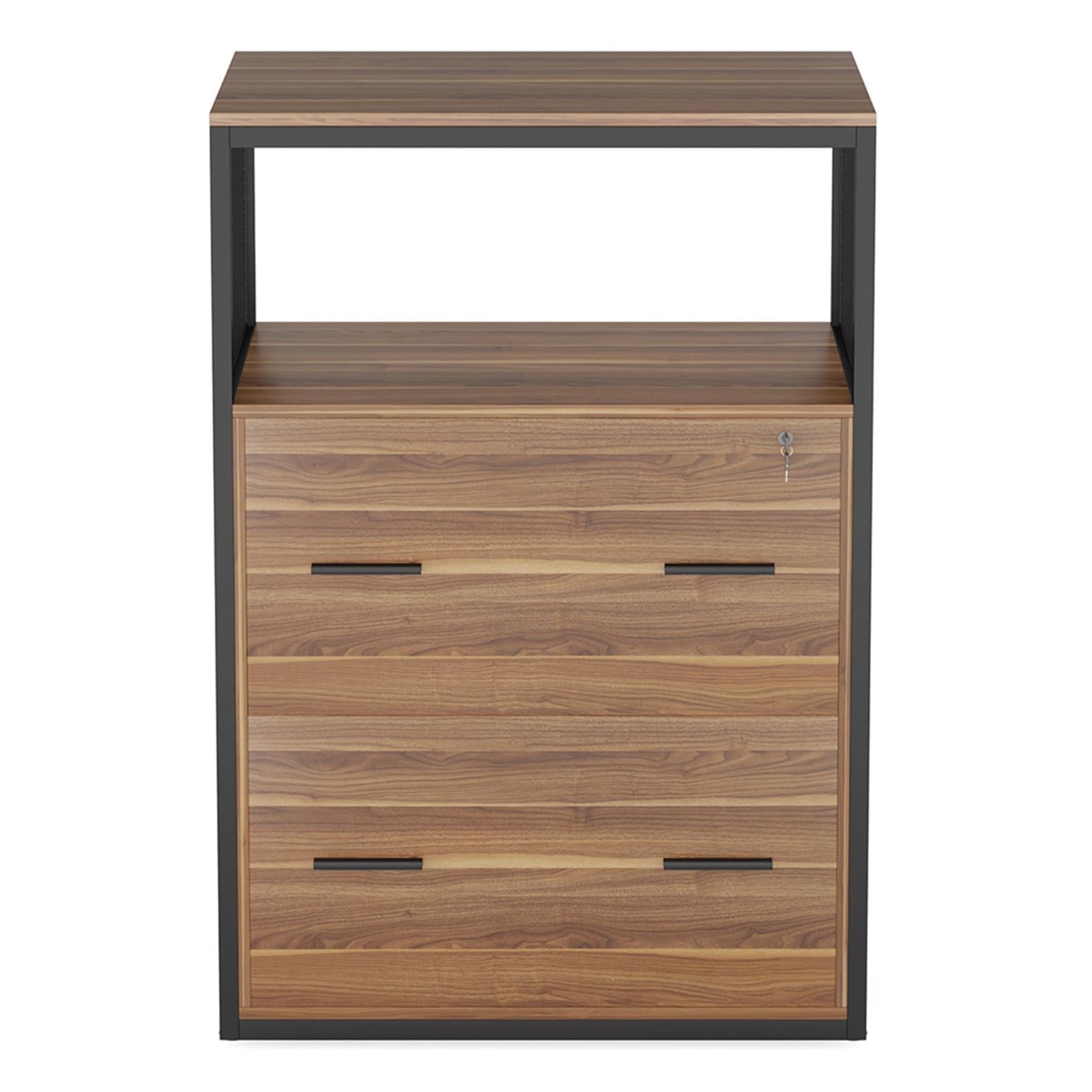 Demi Bonn 2-Drawer File Cabinet with Lock, Wood Filing Cabinet for Home Office, Printer Stand, for A4, Letter-Size Documents, Storage Cabinet for Home Office, Brown