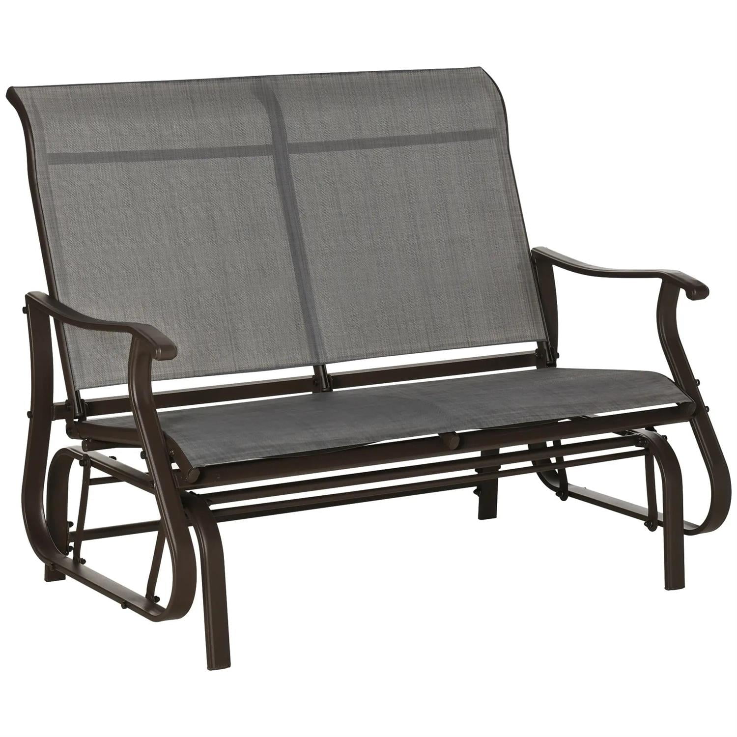 Demi Bonn 2-Person Outdoor Glider Bench, Patio Rocking Loveseat Chair with Powder Coated Steel Frame, Outdoor Glider Chairs for Backyard, Lawn, Garden and Porch, Gray
