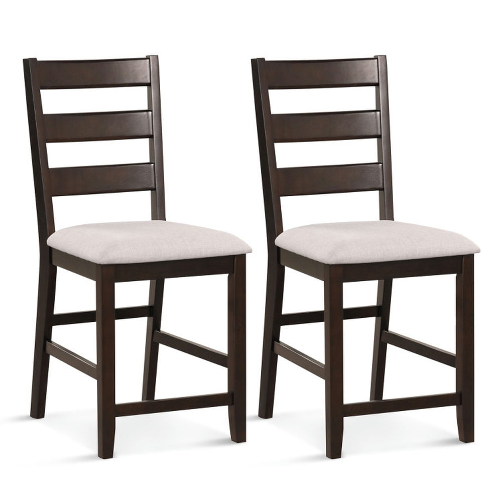 Finihen 2 Piece Counter Height Bar Stool Set with Padded Seat and Rubber Wood Legs, Modern Dining Chair with Backrests, Beige Finihen 2 Piece Counter Height Bar Stool Set with Padded Seat and Rubber Wood Legs, Modern Dining Chair with Backrests, Beige