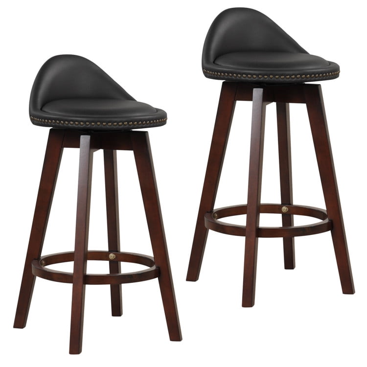 Finihen 2 Pieces Cushioned Swivel Bar Stool Set with Low Back, Modern Kitchen Dining Chair, Black Finihen 2 Pieces Cushioned Swivel Bar Stool Set with Low Back, Modern Kitchen Dining Chair, Black