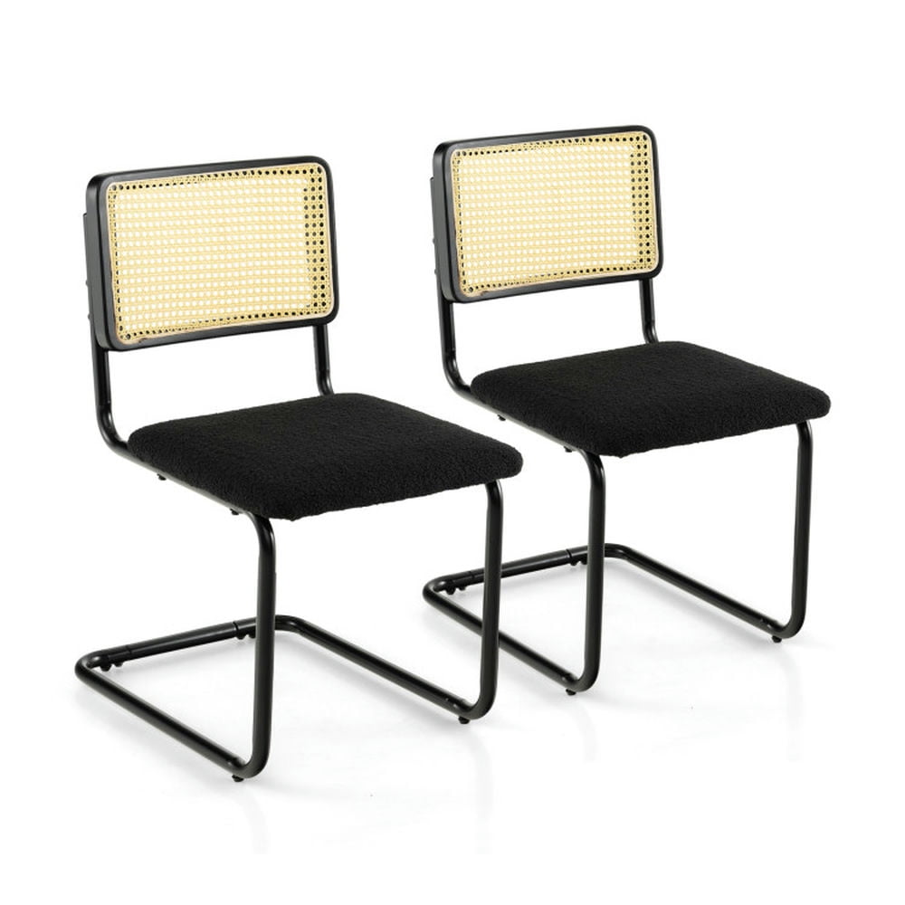 Finihen 2 Pieces Mid-Century Modern Dining Chair with Cantilever Design for Dining Room Living Room, Black Finihen 2 Pieces Mid-Century Modern Dining Chair with Cantilever Design for Dining Room Living Room, Black
