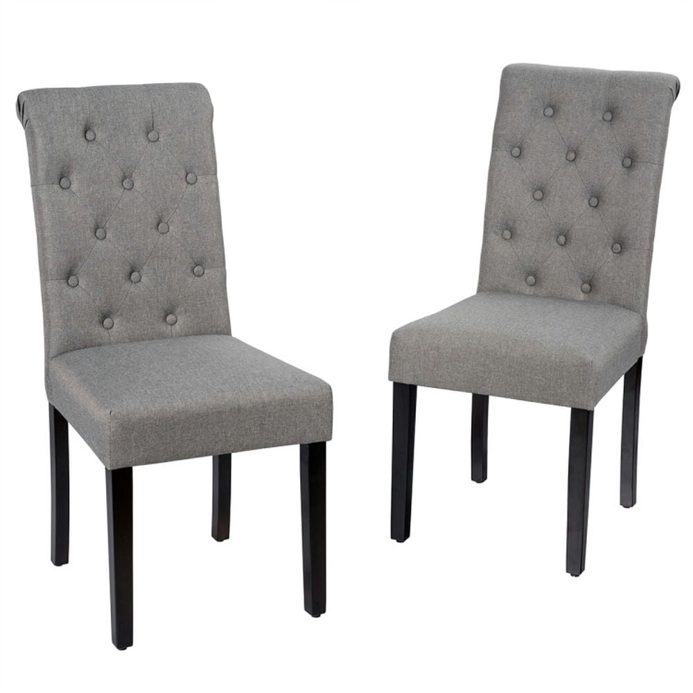 Finihen 2 Pieces Tufted Dining Chair Set with Adjustable Anti-Slip Foot Pads, Gray Finihen 2 Pieces Tufted Dining Chair Set with Adjustable Anti-Slip Foot Pads, Gray