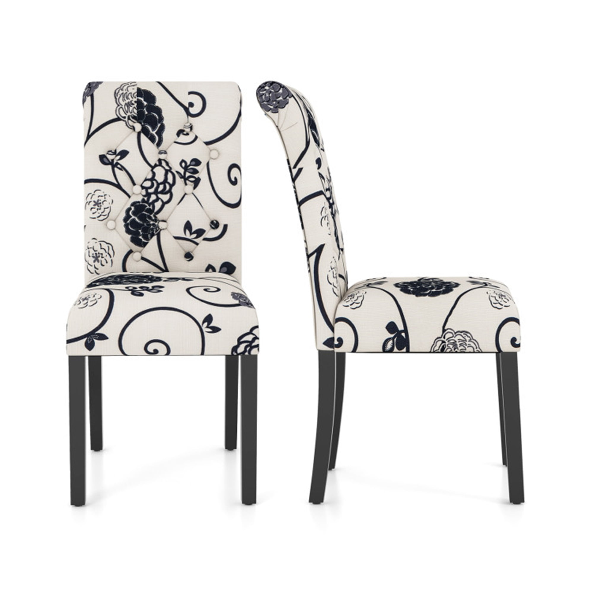 Finihen 2 Pieces Tufted Dining Chair Set with Adjustable Anti-Slip Foot Pads, White Finihen 2 Pieces Tufted Dining Chair Set with Adjustable Anti-Slip Foot Pads, White