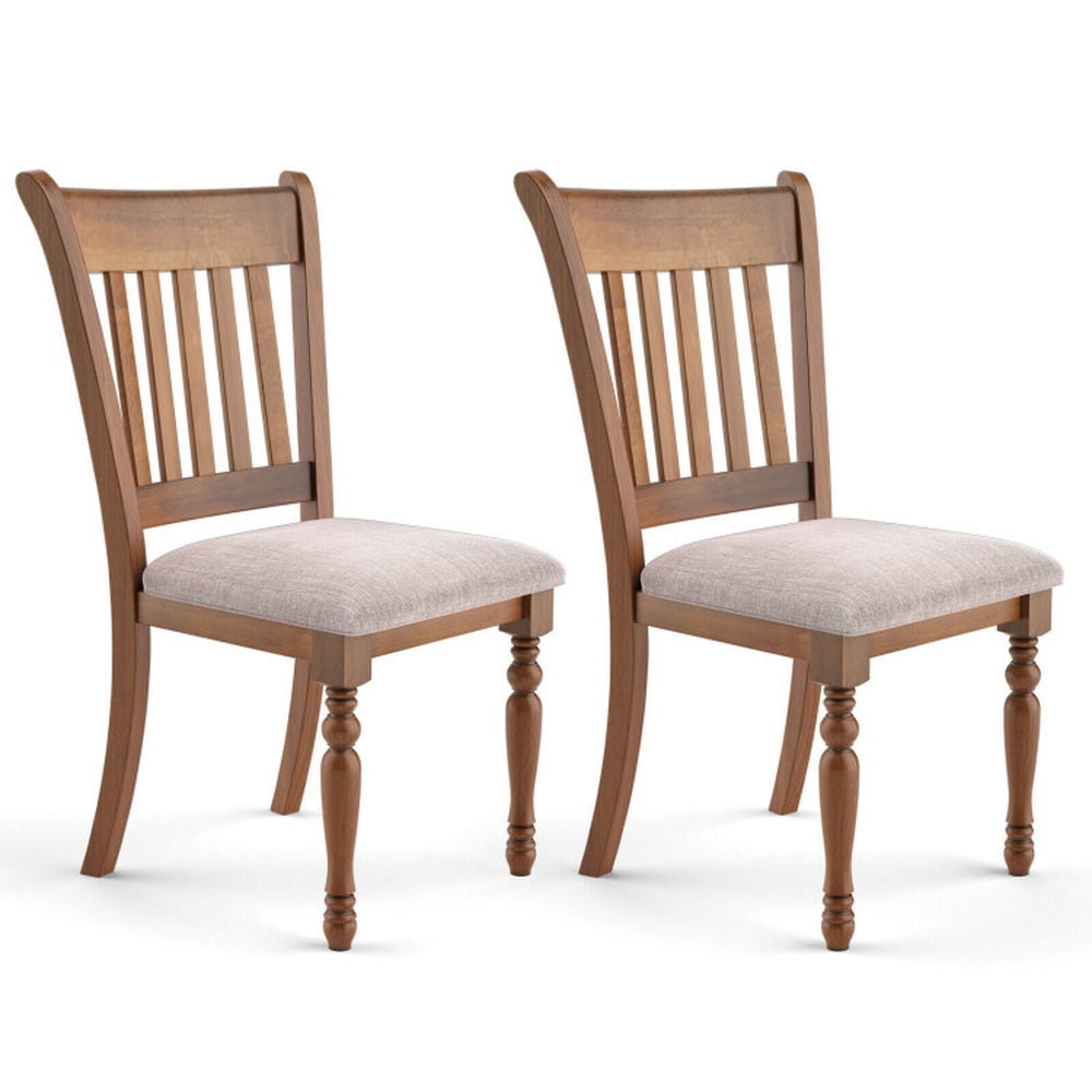 Finihen 2 Pieces Vintage Wooden Upholstered Dining Chair Set with Padded Cushion for Dining Room Living Room, Brown Finihen 2 Pieces Vintage Wooden Upholstered Dining Chair Set with Padded Cushion for Dining Room Living Room, Brown
