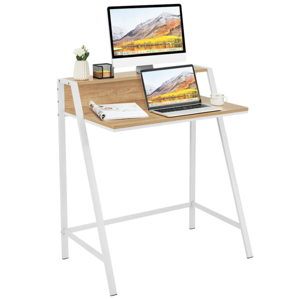 Finihen 2 Tier Computer Desk PC Laptop Table Study Writing Home Office Workstation New, Beige Finihen 2 Tier Computer Desk PC Laptop Table Study Writing Home Office Workstation New, Beige