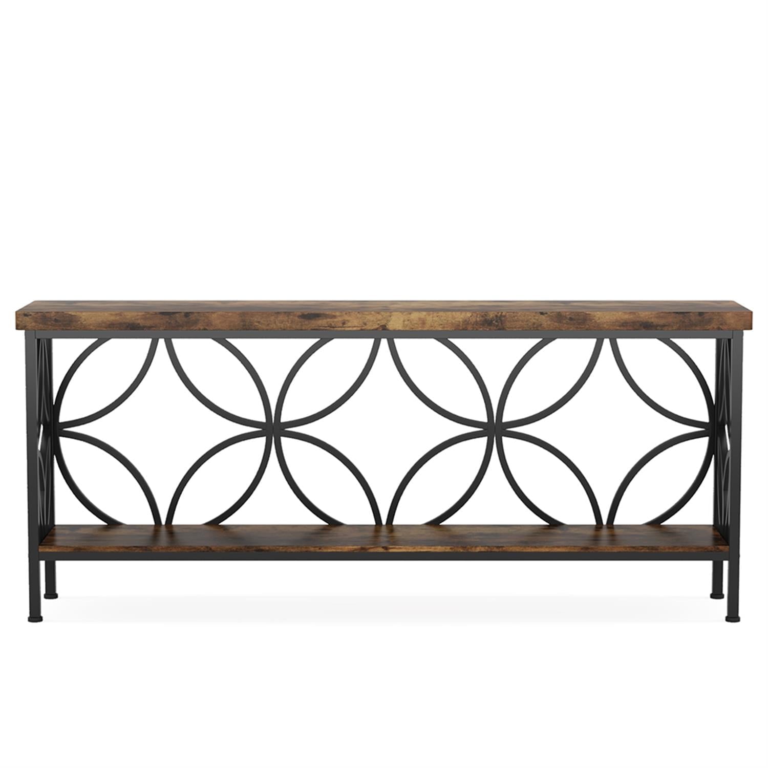 Demi Bonn 2-Tier Console Table, 70.9"dustrial Sofa Table Behind Couch for Hallway, Entrance, Living Room, Bedroom, Brown