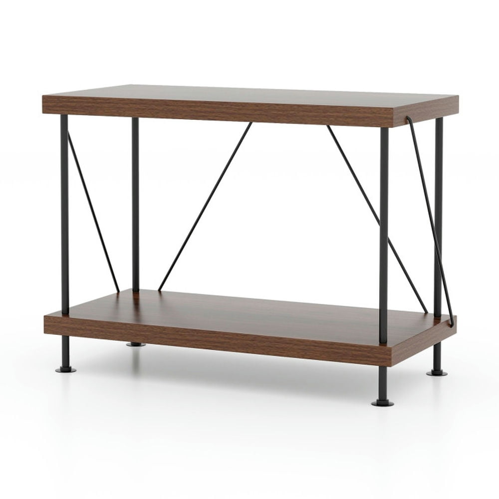 Finihen 2-Tier Multipurpose Bookshelf with Metal Frame, Display Rack for Plants and Books, Brown Finihen 2-Tier Multipurpose Bookshelf with Metal Frame, Display Rack for Plants and Books, Brown