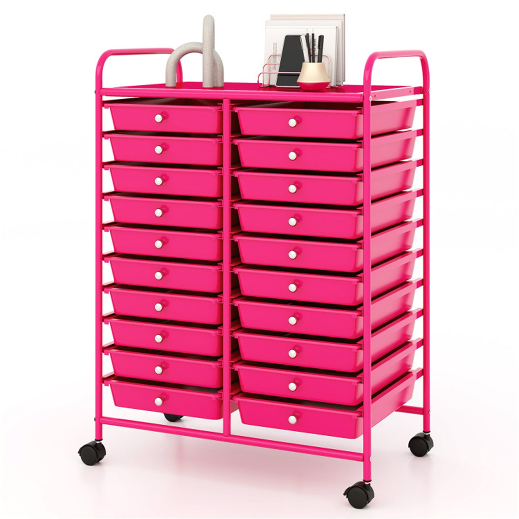 Finihen 20 Drawers Storage Rolling Cart Studio Organizer with 4 Universal Casters, Black Finihen 20 Drawers Storage Rolling Cart Studio Organizer with 4 Universal Casters, Black