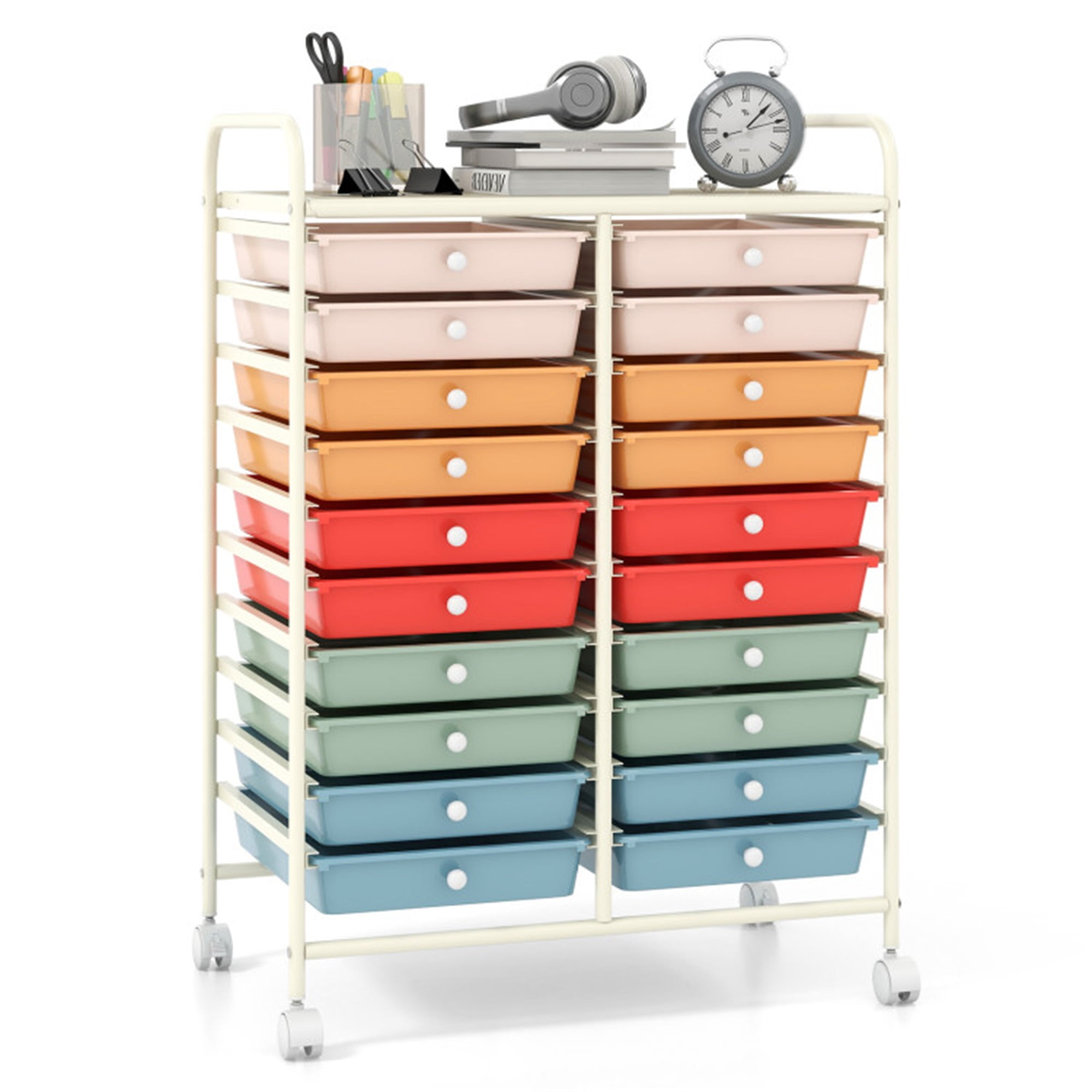 Finihen 20 Drawers Storage Rolling Cart Studio Organizer with 4 Universal Casters, Deep Multicolor Finihen 20 Drawers Storage Rolling Cart Studio Organizer with 4 Universal Casters, Deep Multicolor