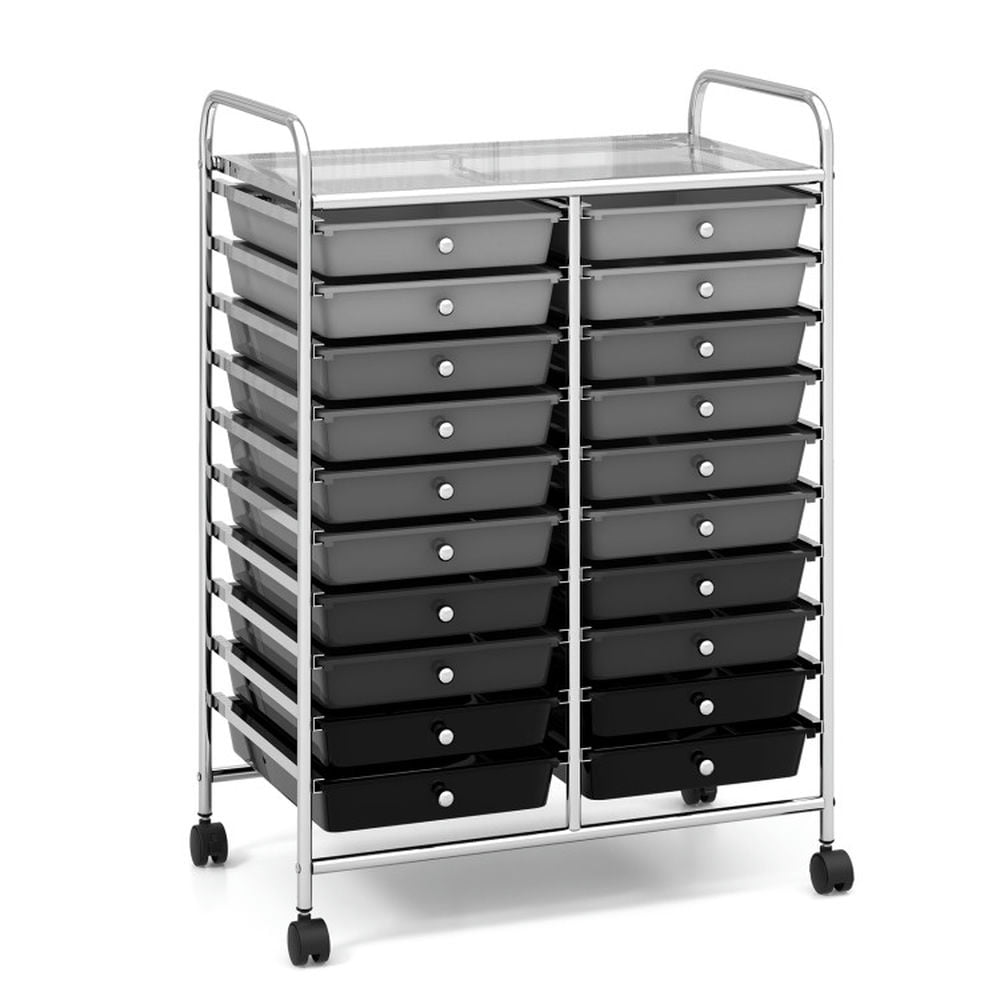 Finihen 20 Drawers Storage Rolling Cart Studio Organizer with 4 Universal Casters, Gradient Gray Finihen 20 Drawers Storage Rolling Cart Studio Organizer with 4 Universal Casters, Gradient Gray