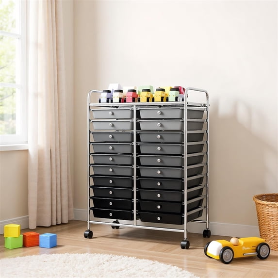 Demi Bonn 20 Drawers Storage Rolling Cart Studio Organizer with 4 Universal Casters, Gradient Gray