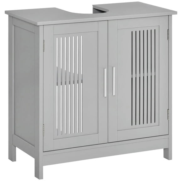 Demi Bonn 23" Bathroom Vanity with U-Shape Cut-Out and Adjustable Shelf, Pedestal Sink 2-Door Cabinet, Under Sink Cabinet, Gray