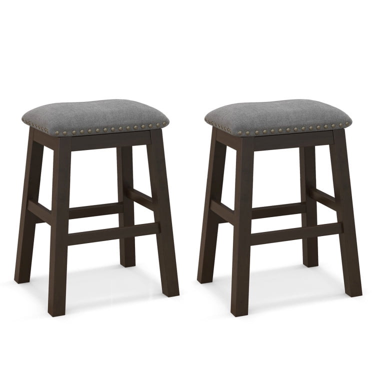 Finihen 24.5" 2 Piece Counter Height Bar Stool Set with Padded Seat, Modern Kitchen Dining Chair, Gray