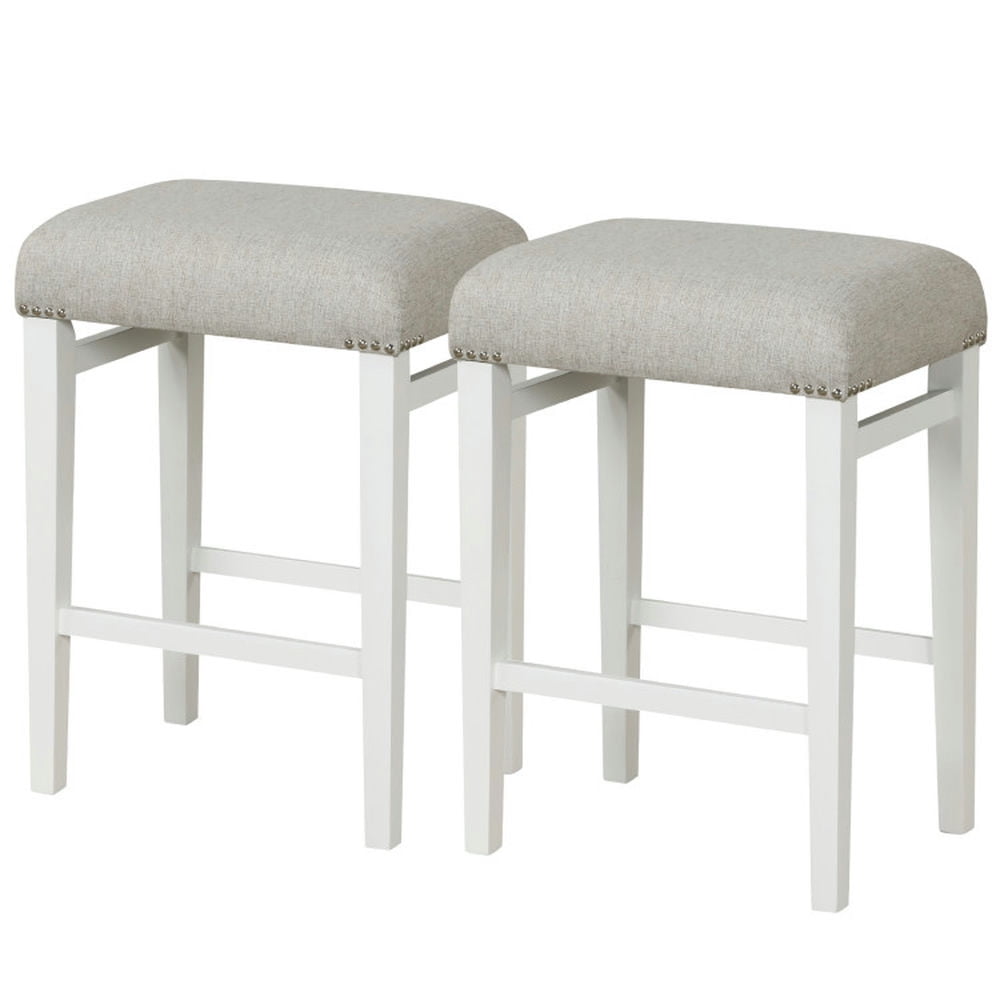 Finihen 24.5" 2 Pieces Backless Barstools with Padded Seat CushionsModern Dining Chair, Gray Finihen 24.5" 2 Pieces Backless Barstools with Padded Seat CushionsModern Dining Chair, Gray