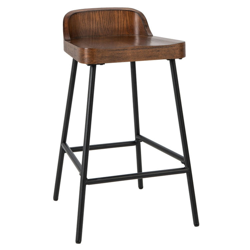 Finihen 24.5" Industrial Bar Stool with Backrest and Saddle Seat, Modern Dining Chair, Brown Finihen 24.5" Industrial Bar Stool with Backrest and Saddle Seat, Modern Dining Chair, Brown
