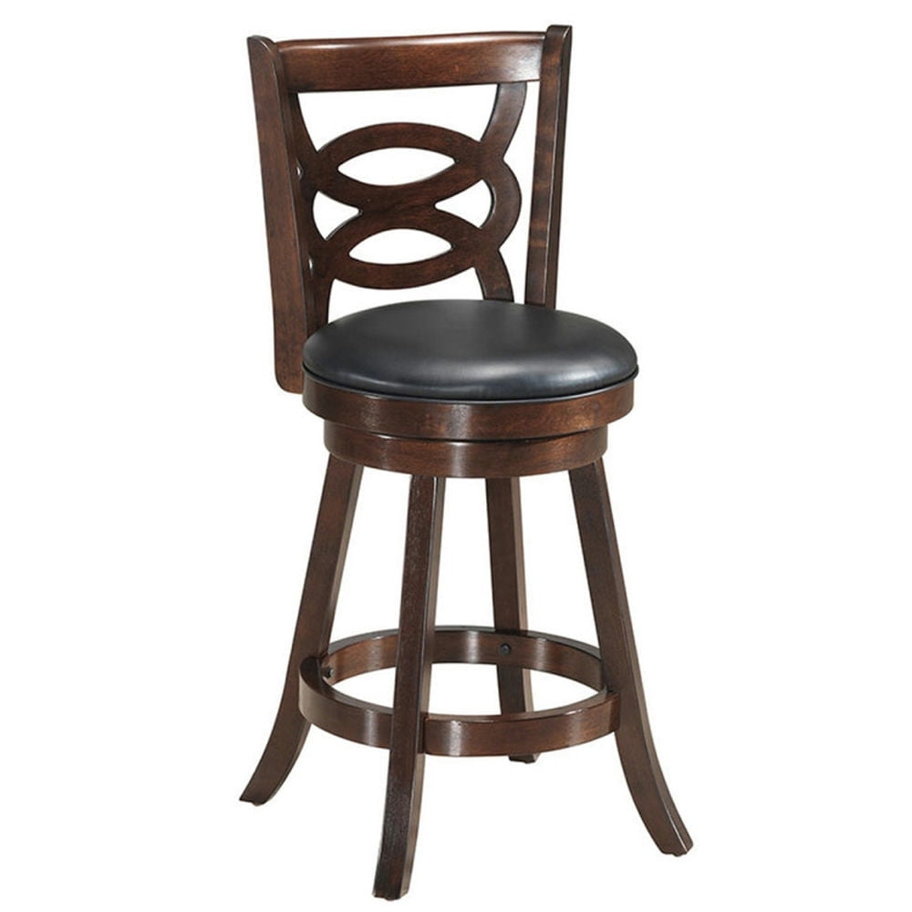 Demi Bonn 24" Counter Height Upholstered Espresso Swivel Bar Stools, Dining Chair with Cushion Seat, Brown