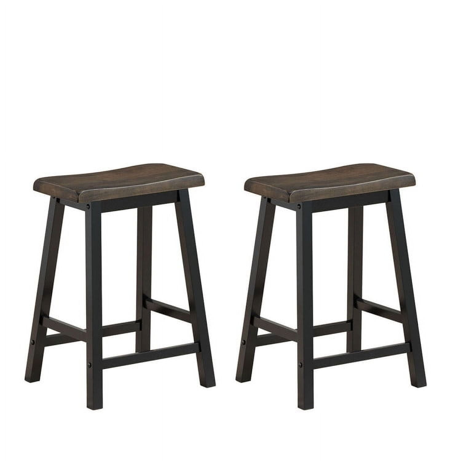 Finihen 24" Height Set of 2 Wood Bar Stools, Indoor Home Kitchen Dining Room Dining Chair, Gray
