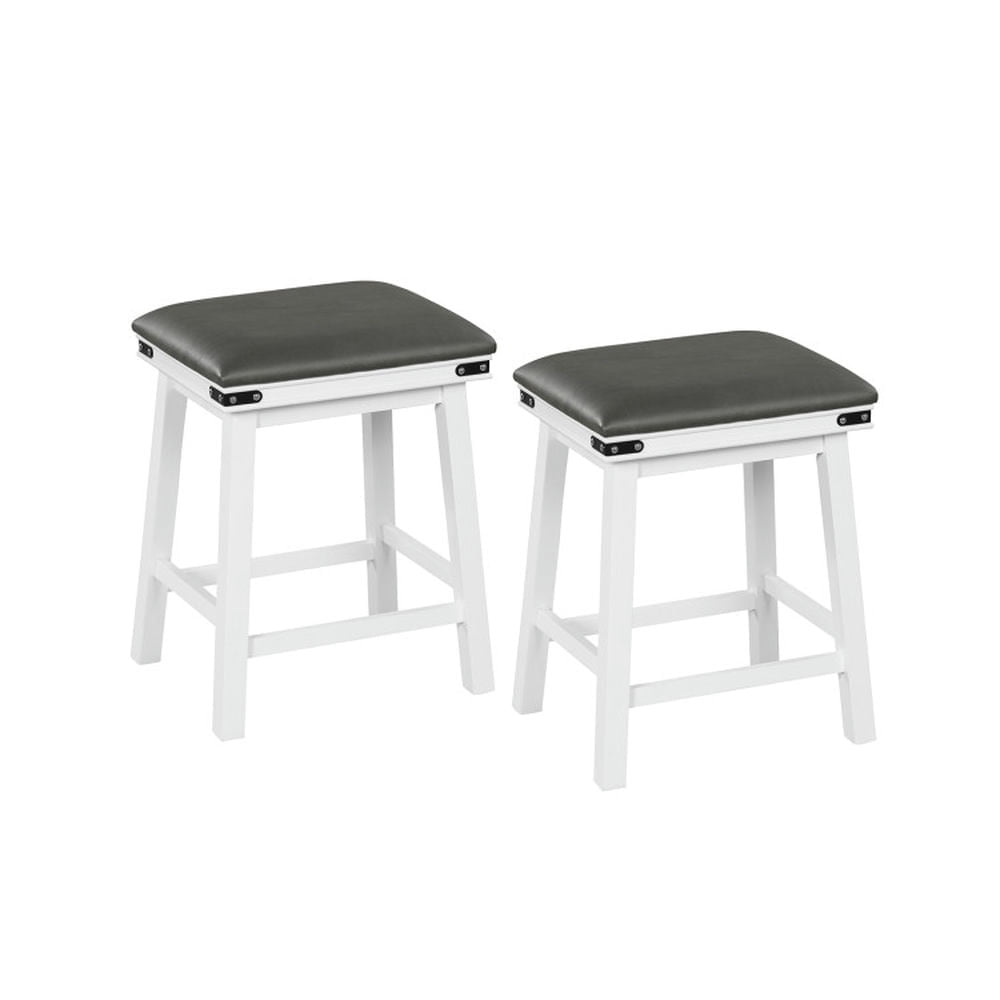 Demi Bonn 24" Set of 2 Bar Stool with Acacia Wood Frame, Modern Kitchen Dining Chair, Gray