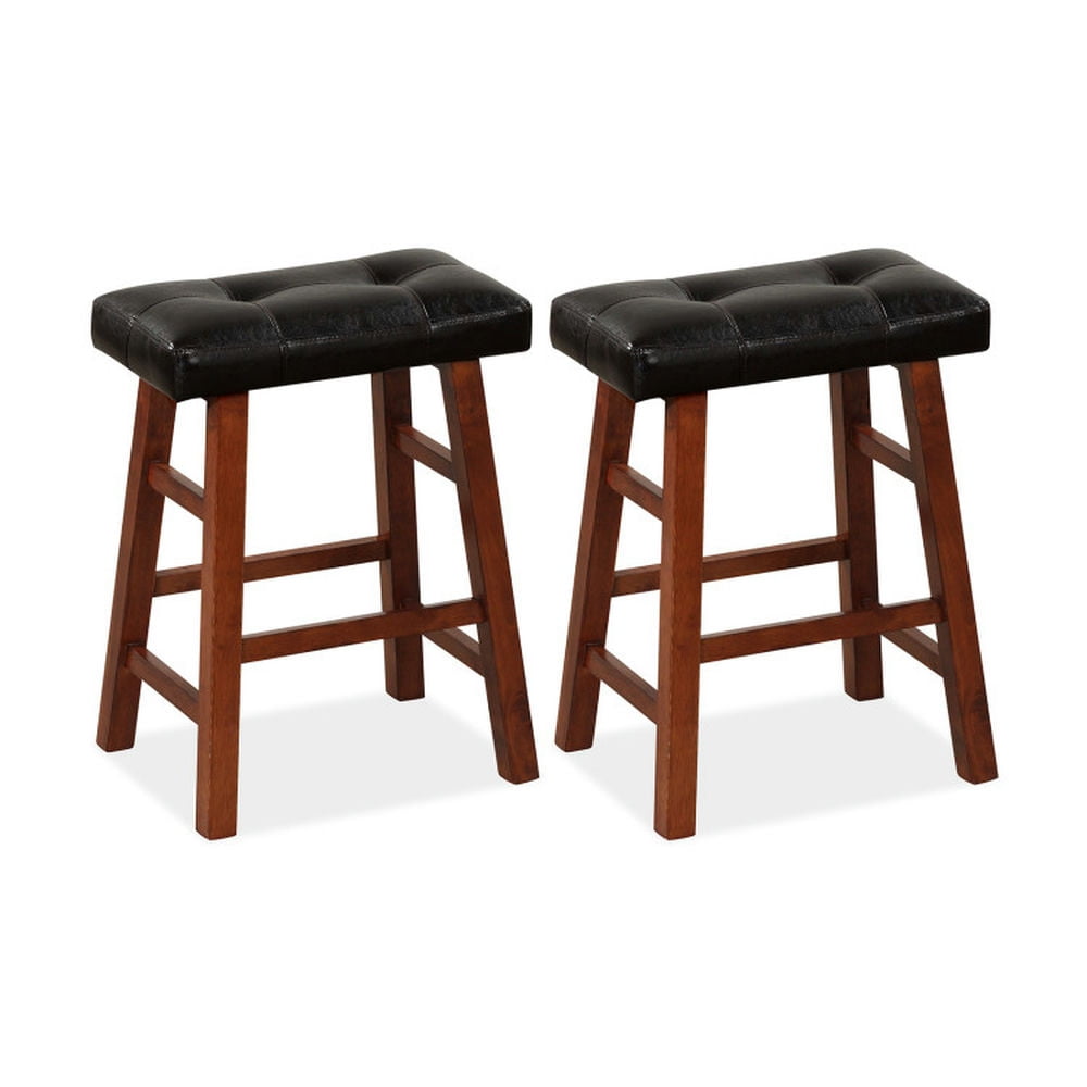 Finihen 24" Set of 2 Modern Backless Bar Stools with Padded Cushion, Kitchen Dining Chair, Black Finihen 24" Set of 2 Modern Backless Bar Stools with Padded Cushion, Kitchen Dining Chair, Black
