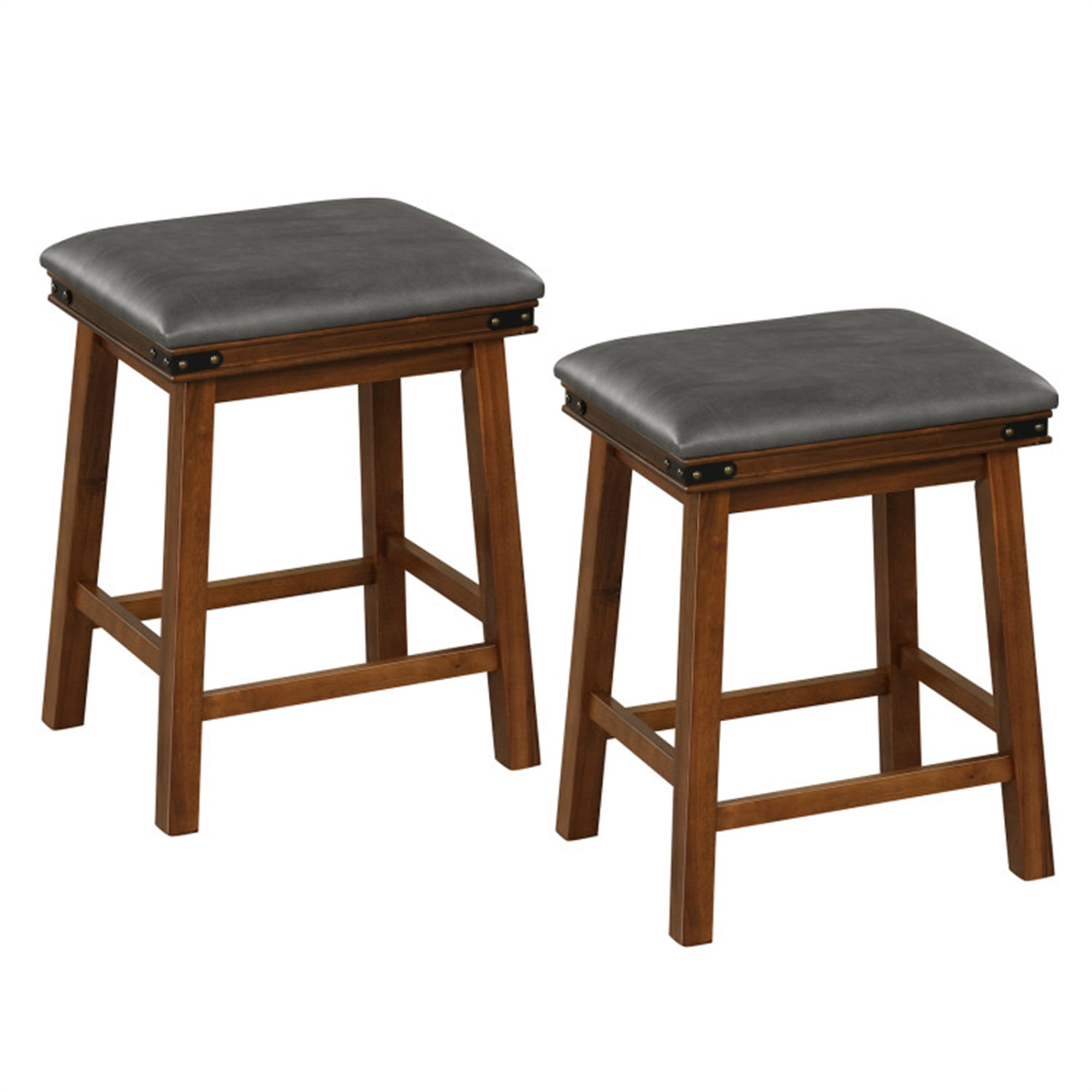 Finihen 24" Set of 2 Rubber Wood Bar Stool, Modern Kitchen Dining Chair, Brown Finihen 24" Set of 2 Rubber Wood Bar Stool, Modern Kitchen Dining Chair, Brown