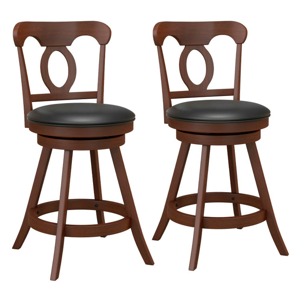Finihen 24" Set of 2 Swivel Bar Stools with Footrest, Modern Dining Chair with Backrests, Brown Finihen 24" Set of 2 Swivel Bar Stools with Footrest, Modern Dining Chair with Backrests, Brown