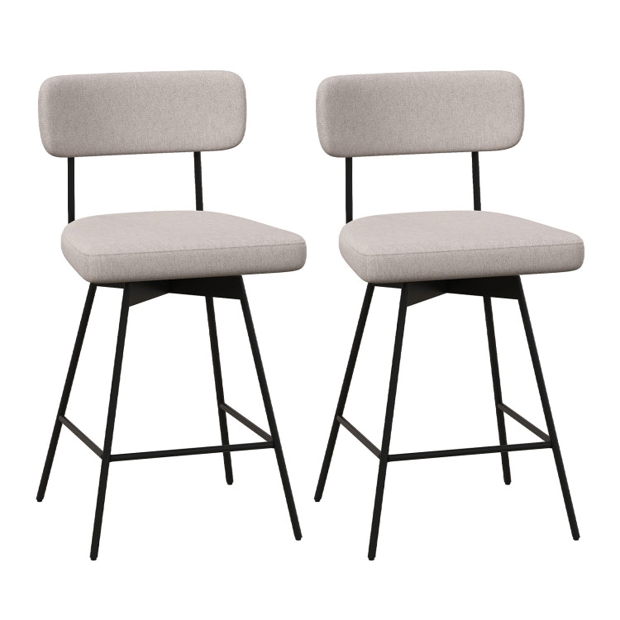 Demi Bonn 25" 2-Piece Modern Upholstered Bar Stools with Back and Footrests, Modern Dining Chair, Beige