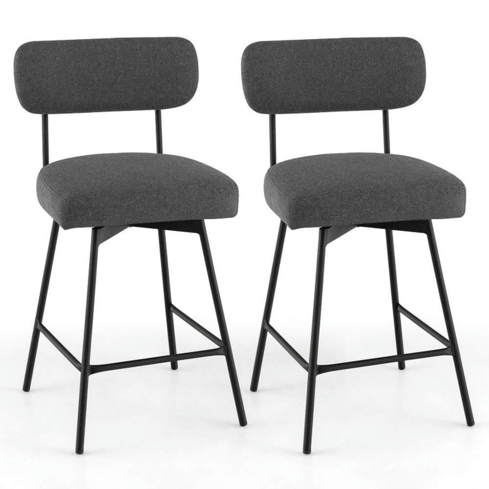 Finihen 25" 2-Piece Modern Upholstered Bar Stools with Back and Footrests, Modern Dining Chair, Gray Finihen 25" 2-Piece Modern Upholstered Bar Stools with Back and Footrests, Modern Dining Chair, Gray