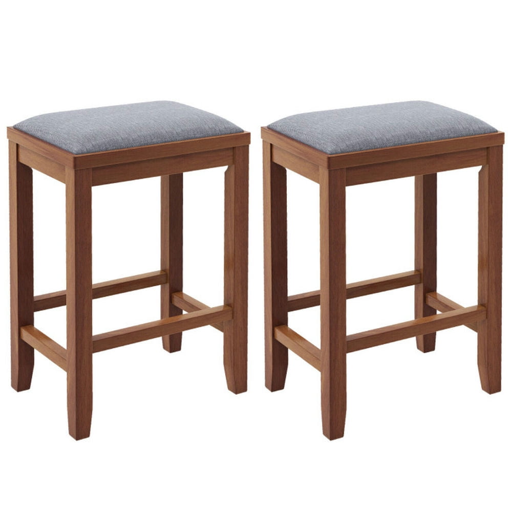 Finihen 25" 2 Pieces Upholstered Bar Stool Set with Solid Rubber Wood Frame and Footrest, Modern Dining Chair, Brown Finihen 25" 2 Pieces Upholstered Bar Stool Set with Solid Rubber Wood Frame and Footrest, Modern Dining Chair, Brown