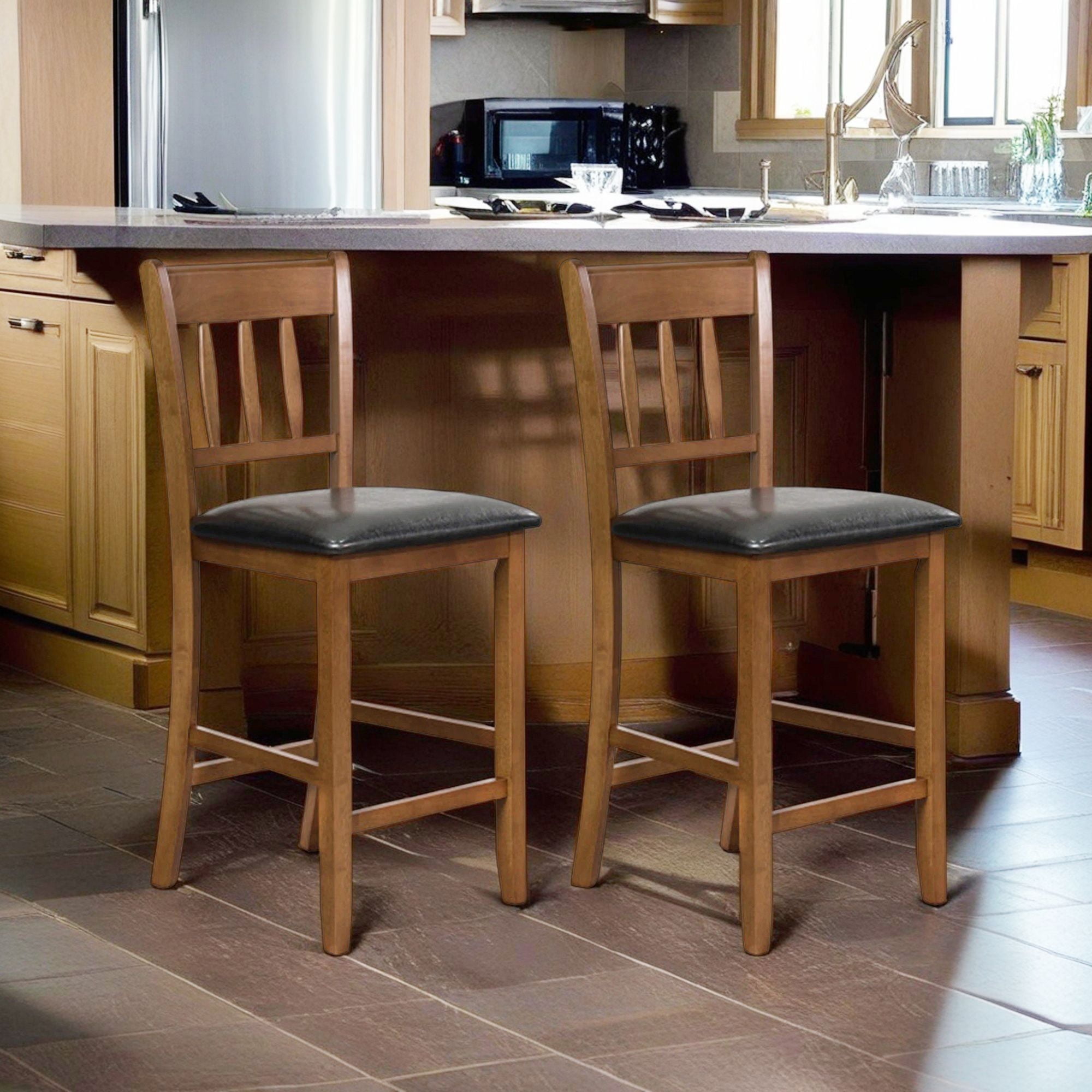 Demi Bonn 25.5" Counter Height Bar Dining Chair Set of 2 with Backrest Padded Seat for Dining Room Living Room, Walnut