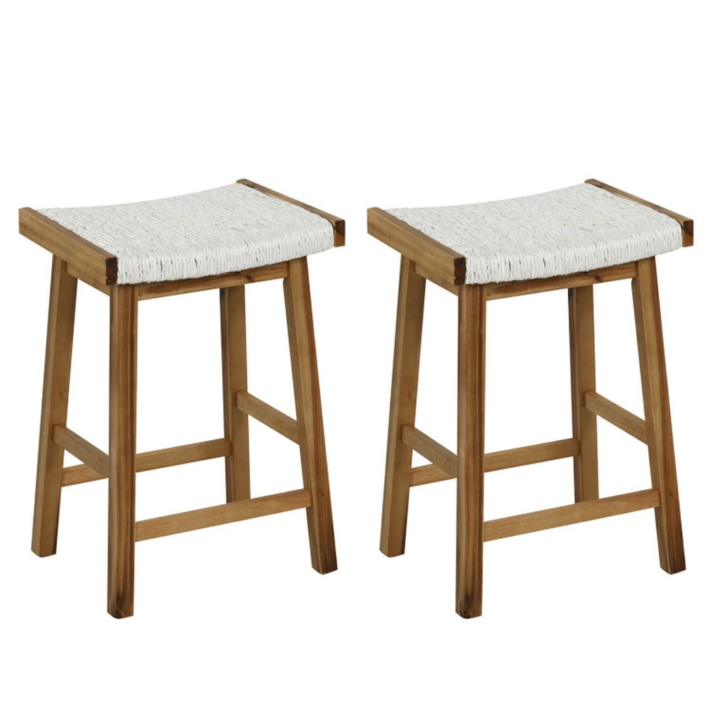 Finihen 25.5" Set of 2 Bar Stool with Seaweed Woven Seat, Modern Kitchen Dining Chair, Beige Finihen 25.5" Set of 2 Bar Stool with Seaweed Woven Seat, Modern Kitchen Dining Chair, Beige