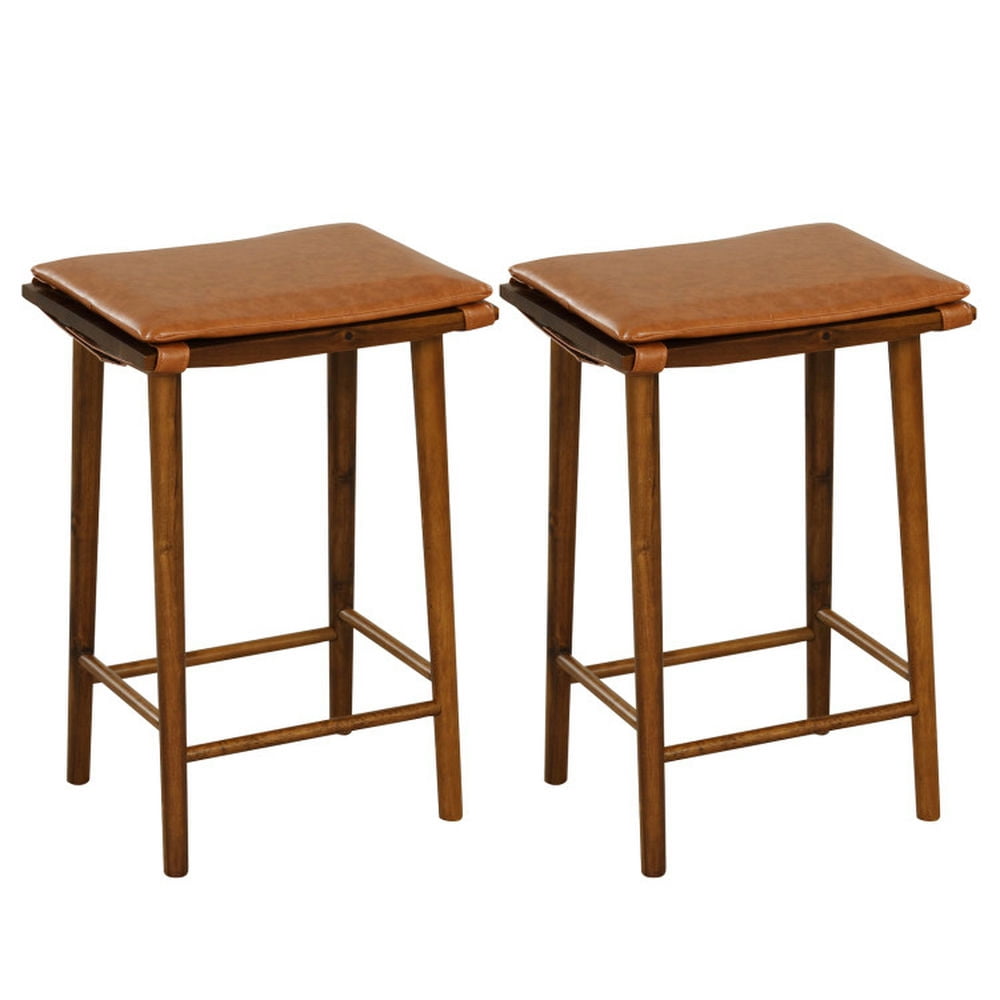 Finihen 25.5" Set of 2 Barstools with Removable Cushion and Footrest, Modern Kitchen Dining Chair, Brown Finihen 25.5" Set of 2 Barstools with Removable Cushion and Footrest, Modern Kitchen Dining Chair, Brown