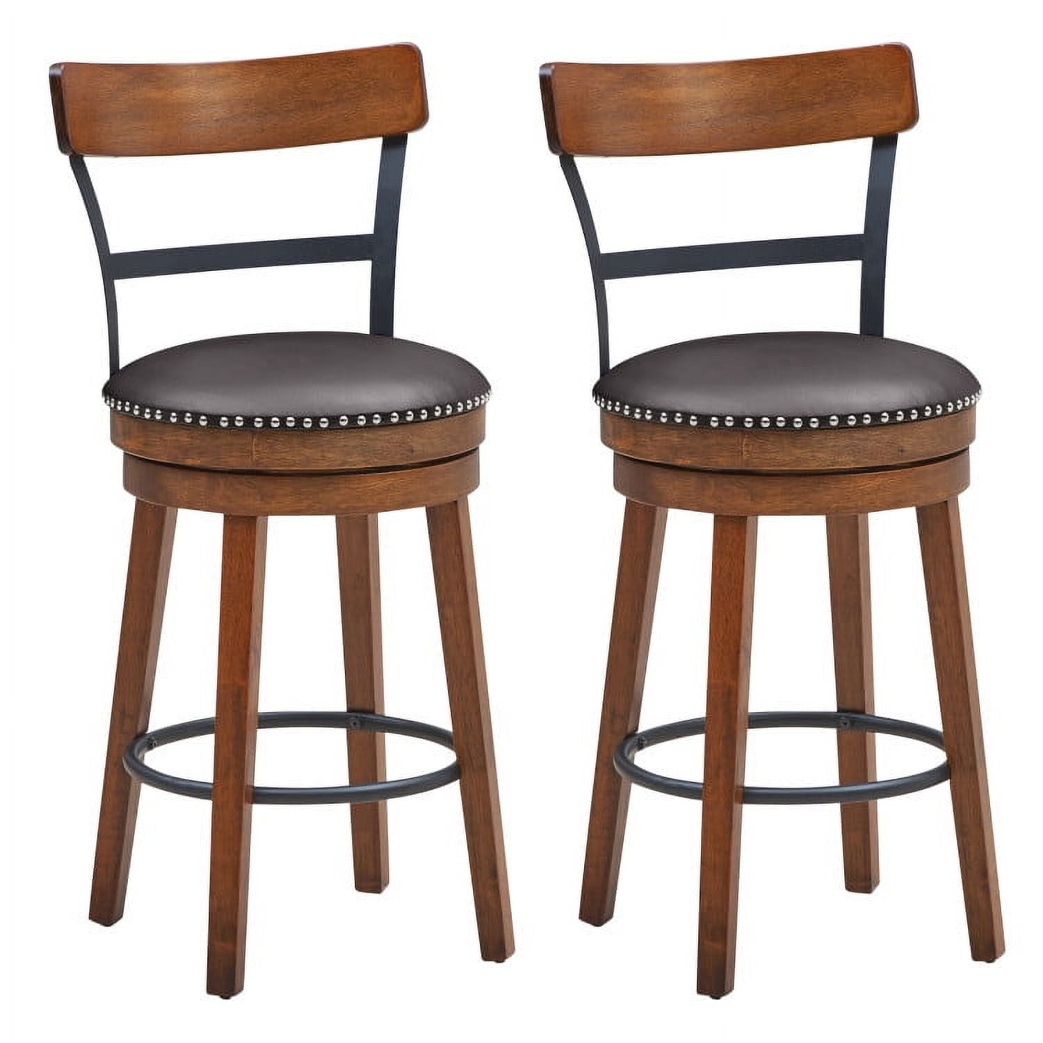 Finihen 25.5" Set of 2 Swivel Counter Height Bar Stool, Modern Dining Chair with Backrests, Brown