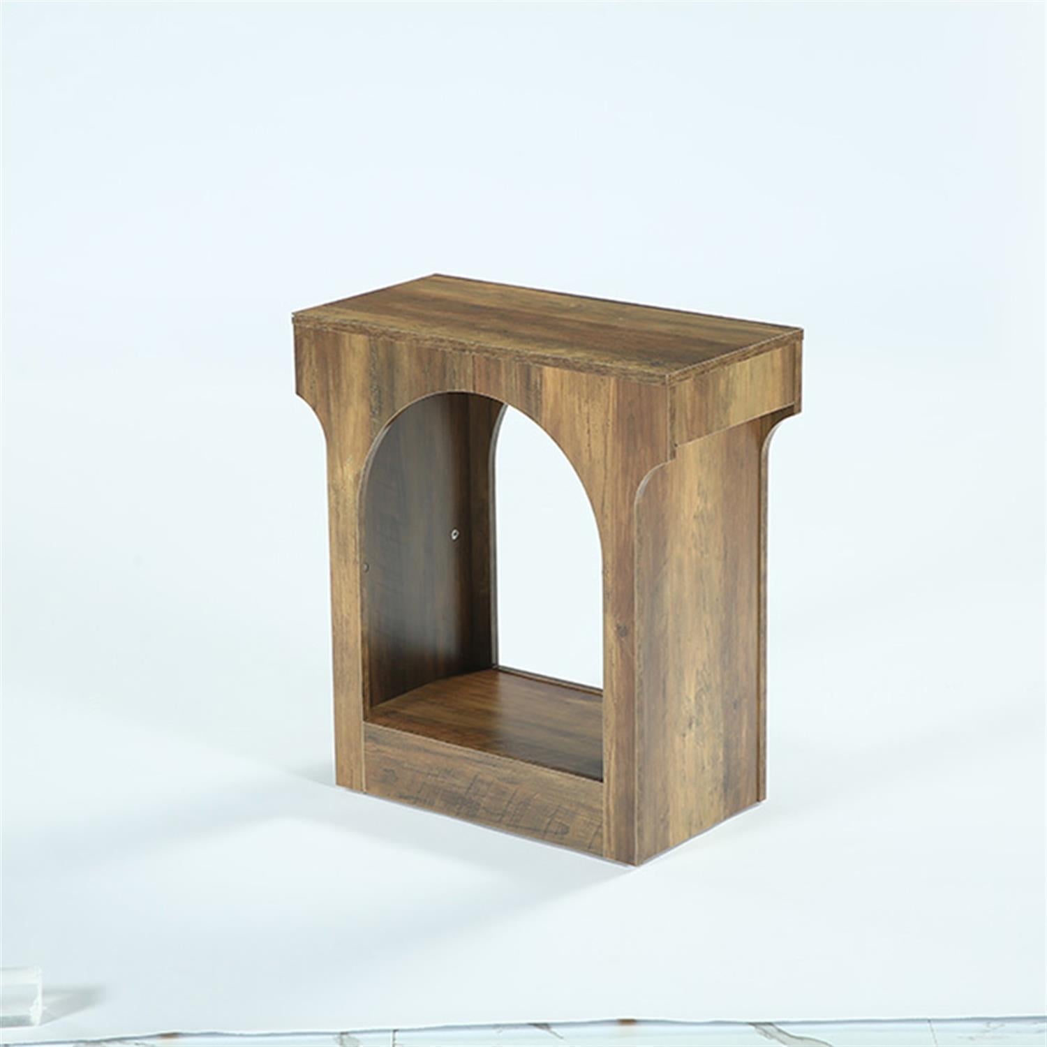 Demi Bonn 25.6" Narrow End Table, Sofa Side Table with Storage Shelf for Hallway, Bedroom, Living Room, Brown