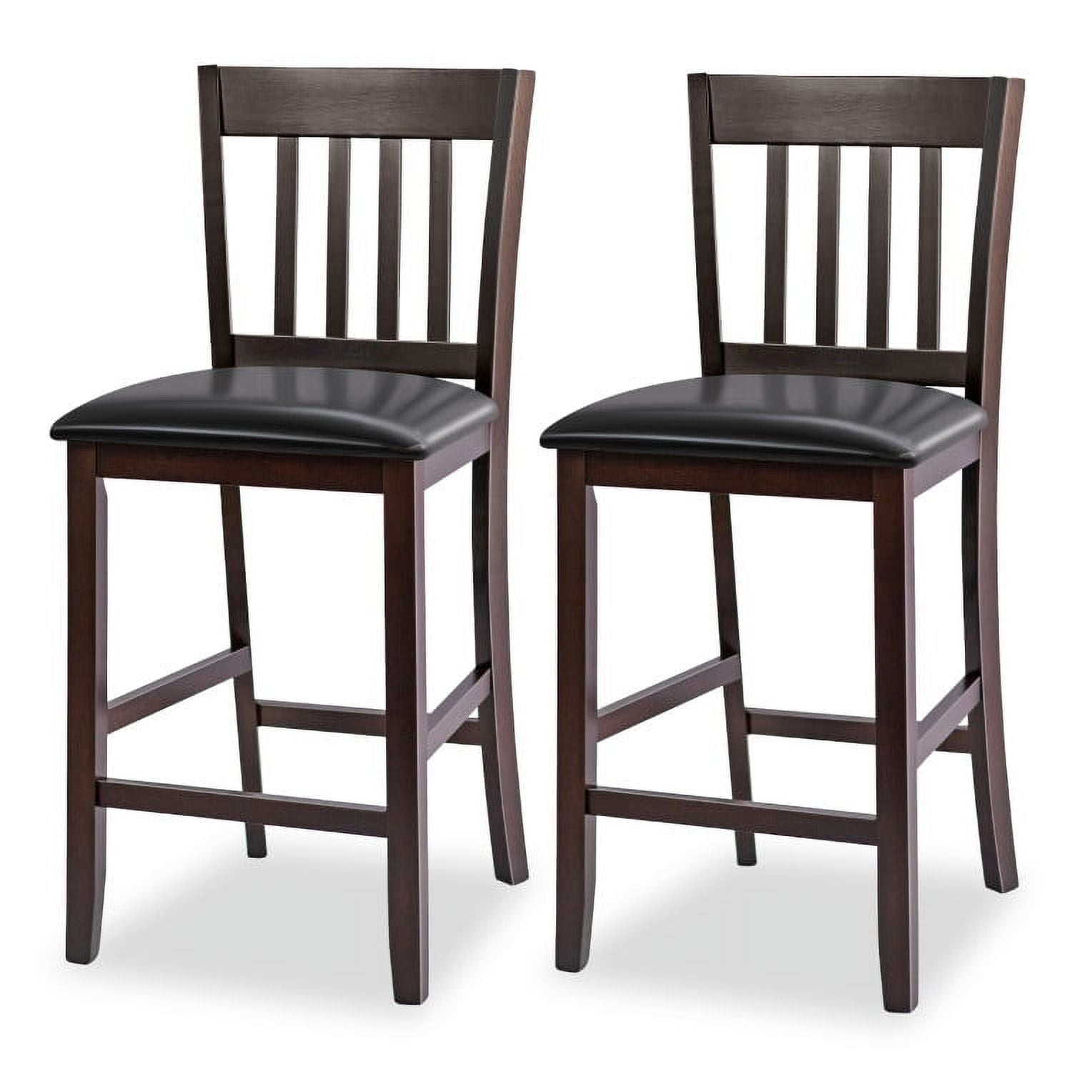 Finihen 25" Set of 2 Bar Stools with Rubber Wood Legs, Modern Dining Chair with Backrests, Brown Finihen 25" Set of 2 Bar Stools with Rubber Wood Legs, Modern Dining Chair with Backrests, Brown
