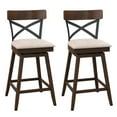 thumbnail image 1 of Demi Bonn 25" Set of 2 Wooden Swivel Bar Stools with Cushioned Seat and Open X Back, Modern Dining Chair, Beige, 1 of 6