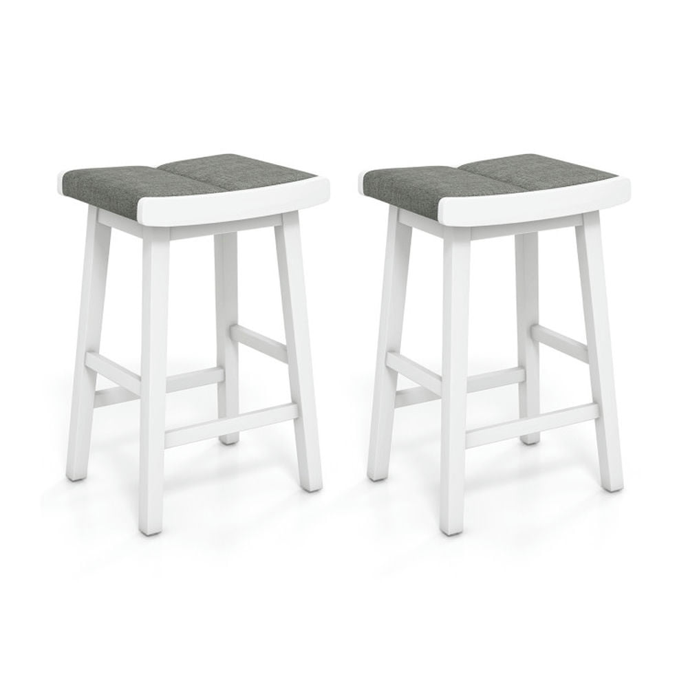 Finihen 26" 2 Pieces Upholstered Saddle Barstools with Padded CushionsModern Dining Chair, Gray Finihen 26" 2 Pieces Upholstered Saddle Barstools with Padded CushionsModern Dining Chair, Gray