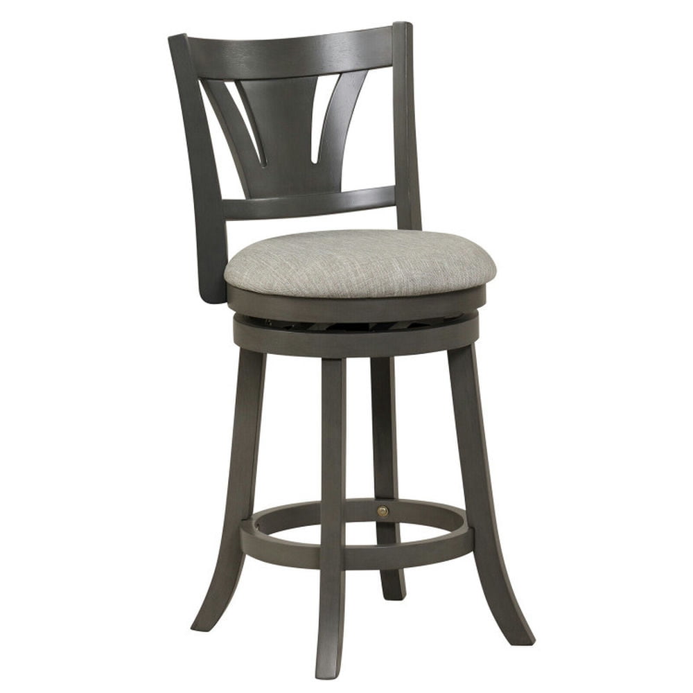 Finihen 26.5" Swivel Bar Stool with Backrest Soft Cushioned Seat and Footrest, Modern Kitchen Dining Chair, Gray Finihen 26.5" Swivel Bar Stool with Backrest Soft Cushioned Seat and Footrest, Modern Kitchen Dining Chair, Gray