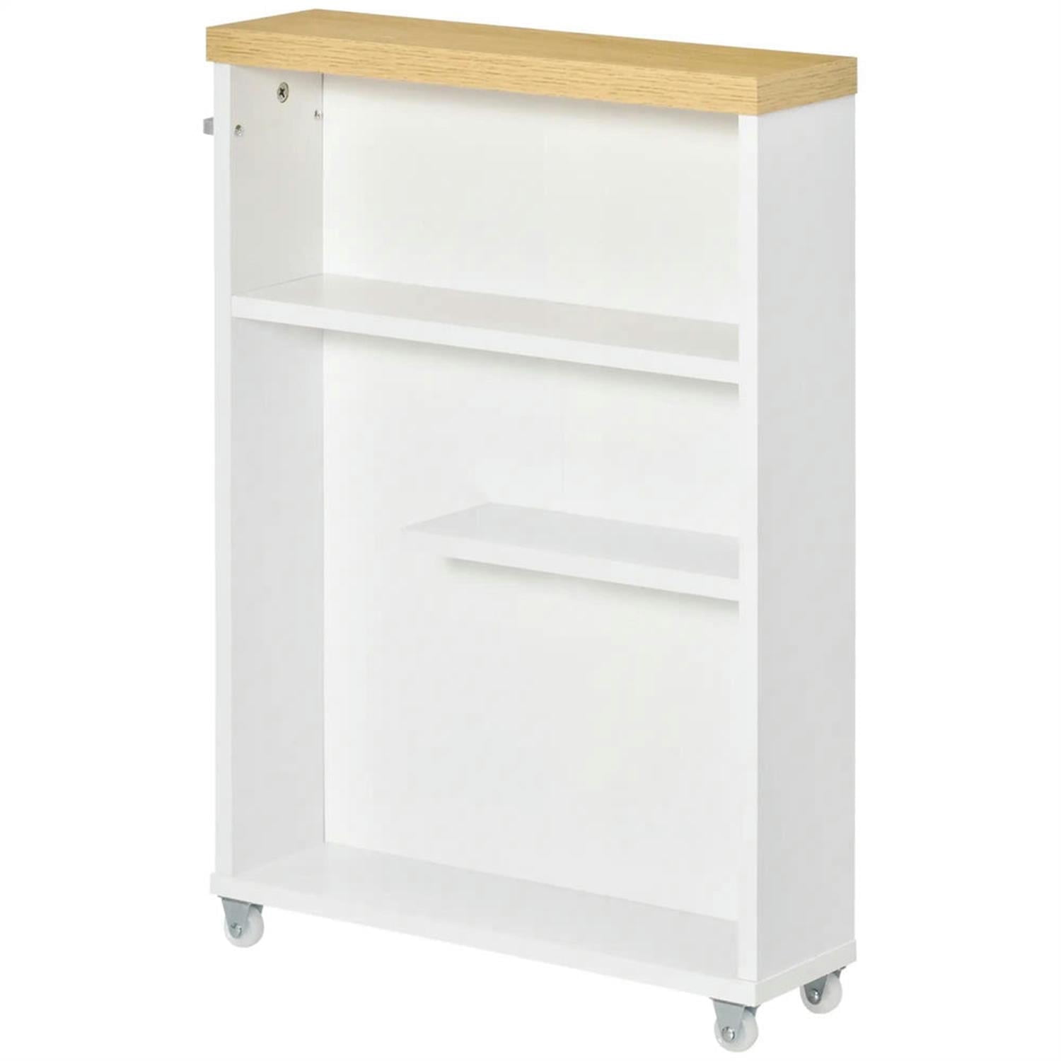 Demi Bonn 26" Rolling Narrow Bathroom Side Storage Cabinet with 4 Rolling Wheels and Shelves, Bathroom Storage Cabinet for Small Spaces, White