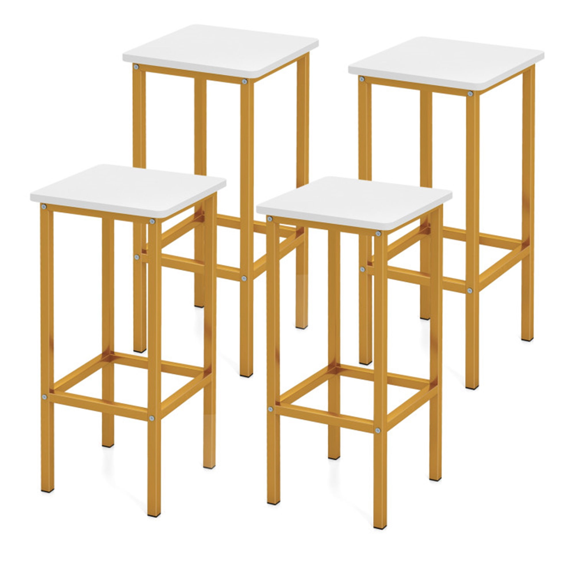 Finihen 26" Set of 4 Bar Stool Set Bar Chair with Metal Legs and Footrest, Modern Kitchen Dining Chair, White Finihen 26" Set of 4 Bar Stool Set Bar Chair with Metal Legs and Footrest, Modern Kitchen Dining Chair, White
