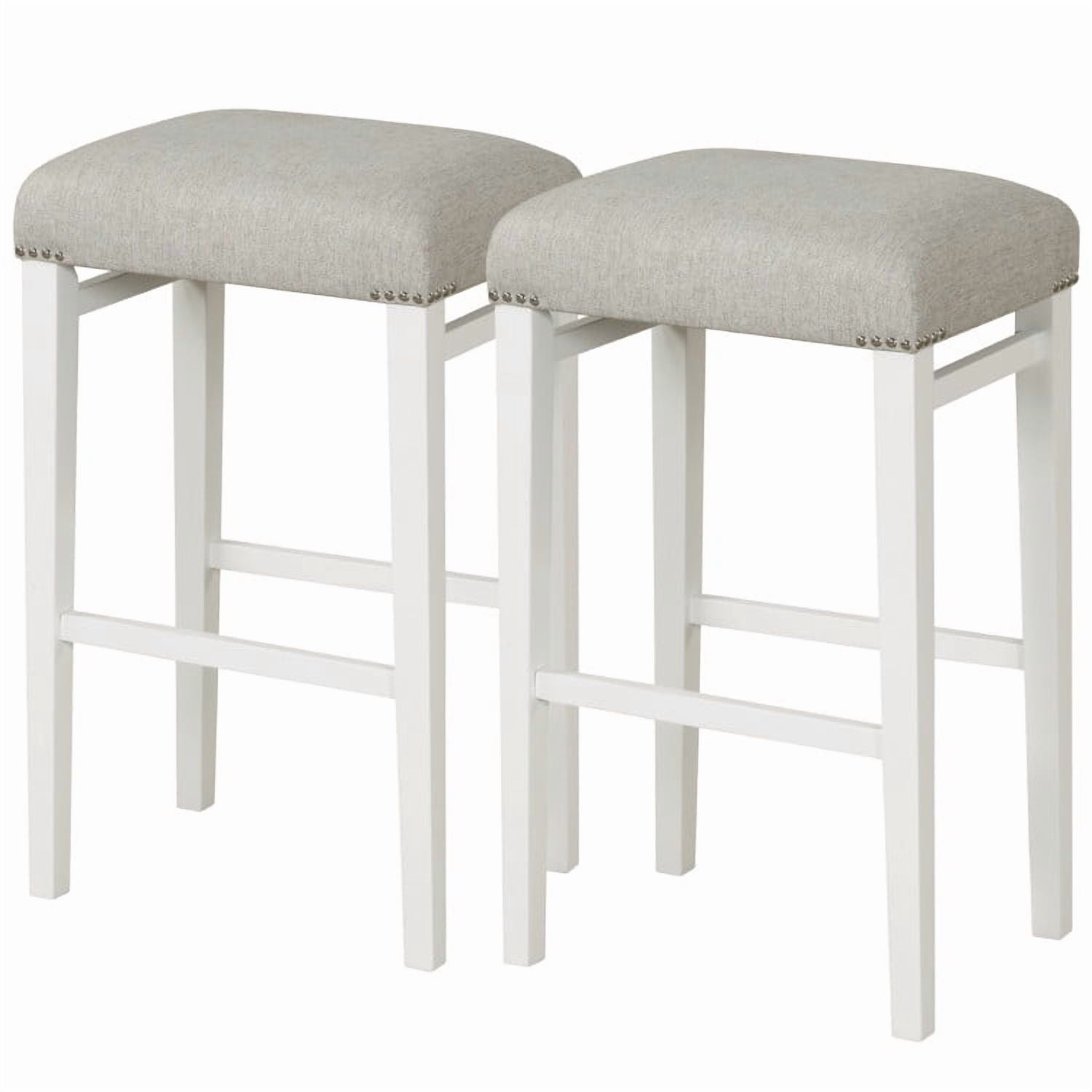Demi Bonn 29.5" 2 Pieces Backless Barstools with Padded Seat CushionsModern Dining Chair, Gray