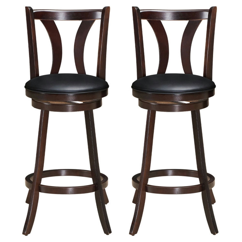 Finihen 29.5" Set of 2 Swivel Counter-Height Bar Stools Chairs with Rubber Wood Legs, Modern Dining Chair with Backrests, Brown Finihen 29.5" Set of 2 Swivel Counter-Height Bar Stools Chairs with Rubber Wood Legs, Modern Dining Chair with Backrests, Brown