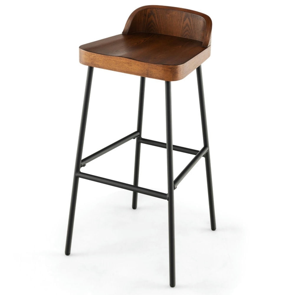 Demi Bonn 29" Industrial Bar Stools with Low Back and Footrests, Modern Kitchen Dining Chair, Brown